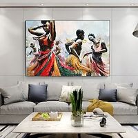 Dancing African Girls Canvas Woman Canvas Handpainted Art Abstract Painting Handmade House Gift For Farmhouse Wall Decor Wall Art Dancer Rolled Canvas No Frame miniinthebox - thumbnail