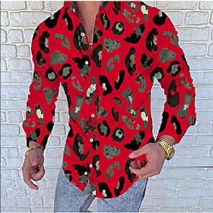 Men's Shirt 3D Print Circle Button-Down Long Sleeve Daily Tops Hip Hop Beach Red miniinthebox