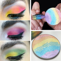 Calans Holo Rainbow Highlighter Pigmented Baked Eyeshadow Blush Contouring Palette Eye Makeup