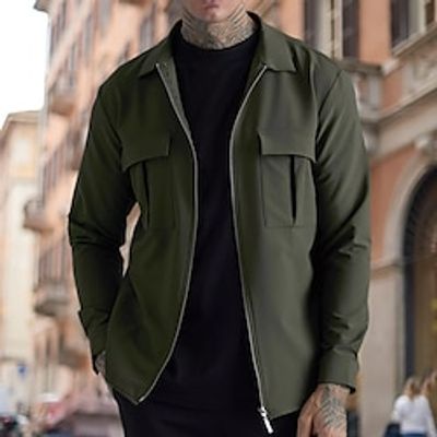 Men's Lightweight Jacket Bomber Jacket Casual Jacket Outdoor Daily Wear Warm Pocket Fall Winter Plain Fashion Streetwear Lapel Regular Black Blue Green Army Green Jacket Lightinthebox Men's Lightweight Jacket Bomber Jacket Casual Jacket Outdoor Daily Wear Warm Pocket Fall Winter Plain Fashion Streetwear Lapel Regular Black Blue Green Army Green Jacket Lightinthebox