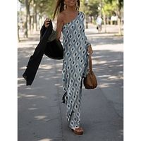 Women's Long Dress Maxi Dress Casual Dress Shift Dress Summer Dress Geometric Party Modern Outdoor Daily Holiday Print Long Sleeve One Shoulder Dress Regular Fit Blue Summer Spring S M L XL XXL Lightinthebox - thumbnail