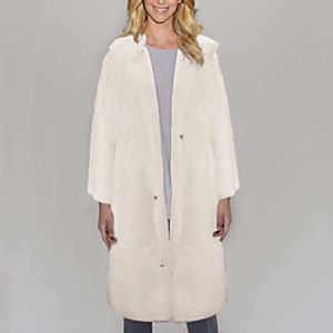 Women's Faux Fur Coat Wedding Fall Winter Long Coat Regular Fit Elegant  Luxurious Jacket Long Sleeve Solid Colored Pocket White Black miniinthebox