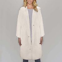 Women's Faux Fur Coat Wedding Fall Winter Long Coat Regular Fit Elegant  Luxurious Jacket Long Sleeve Solid Colored Pocket White Black miniinthebox - thumbnail