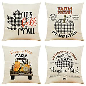 Autumn Double Side Cushion Cover 4PC Soft Decorative Square Throw Pillow Cover Cushion Case Pillowcase for Bedroom Livingroom Superior Quality Machine Washable Indoor Cushion for Sofa Couch Bed Chair Harvest Pumpkin Fall miniinthebox