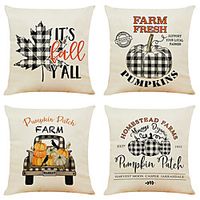 Autumn Double Side Cushion Cover 4PC Soft Decorative Square Throw Pillow Cover Cushion Case Pillowcase for Bedroom Livingroom Superior Quality Machine Washable Indoor Cushion for Sofa Couch Bed Chair Harvest Pumpkin Fall miniinthebox - thumbnail