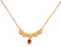 Women's Floral Pendant with hanging raindrop ruby stone design