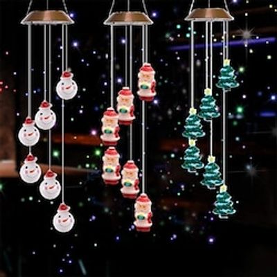 Christmas Snowman Solar Wind Chimes, Hanging Outdoor Christmas Decorations for Home Garden Yard Christmas Xmas Gift Lightinthebox