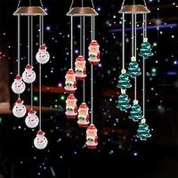 Christmas Snowman Solar Wind Chimes, Hanging Outdoor Christmas Decorations for Home Garden Yard Christmas Xmas Gift Lightinthebox - thumbnail