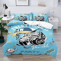 Cartoon 3-Piece Duvet Cover Set Hotel Bedding Sets Comforter Cover with Soft Lightweight Microfiber, Include 1 Duvet Cover, 2 Pillowcases for Double/Queen/King(1 Pillowcase for Twin/Single) miniinthebox - thumbnail
