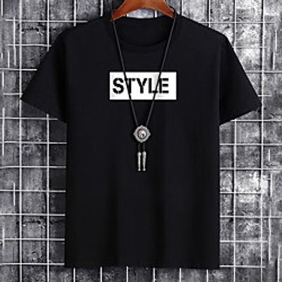 Men's Unisex Tee T shirt Hot Stamping Graphic Prints Letter Plus Size Print Short Sleeve Casual Tops Cotton Basic Fashion Designer Big and Tall White Black Khaki Lightinthebox