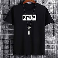 Men's Unisex Tee T shirt Hot Stamping Graphic Prints Letter Plus Size Print Short Sleeve Casual Tops Cotton Basic Fashion Designer Big and Tall White Black Khaki Lightinthebox - thumbnail