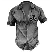 Cool Skulls Comfortable Fashion Casual Men's Shirt Button Up Shirt Casual Shirt Holiday Daily Wear Vacation Spring Summer Lapel Short Sleeves Yellow, Red, Blue S, M, L Polyester Shirt Lightinthebox