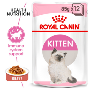 Royal Canin Feline Health Nutrition Kitten Gravy Wet Food 12Pouches