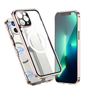 Phone Case For Apple With Magsafe iPhone 14 Pro Max 14 Plus 13 12 11 Pro Max Mini SE Double Sided Clear Shockproof Solid Colored Tempered Glass Metal miniinthebox