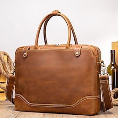 Men's Briefcase Crazy Horse Leather Retro Business Handbag Men's Travel Commuting Bag Genuine Leather Computer Bag Lightinthebox