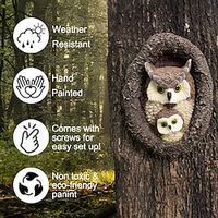 Owl Tree Huggers Statue, Garden Owl Tree Face Ornaments Resin Peeker Yard Art Outdoor Statues Wonderful Tree Animal Figure, Cute Owl Outdoor Decoration Sculpture On The Owl Lightinthebox