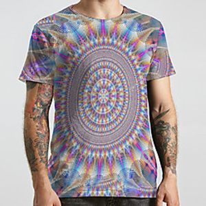 Men's Unisex Tee T shirt 3D Print Graphic Prints Geometry Plus Size Print Short Sleeve Casual Tops Basic Designer Big and Tall Rainbow miniinthebox