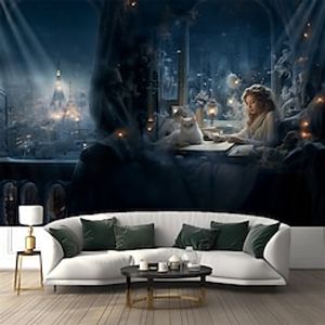 Girl Cat Window Hanging Tapestry Wall Art Large Tapestry Mural Decor Photograph Backdrop Blanket Curtain Home Bedroom Living Room Decoration Lightinthebox