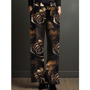Women's Wide Leg Pants Trousers Full Length Pocket High Cut Micro-elastic High Waist Fashion Streetwear Valentine's Day Casual Black S M Spring  Summer Lightinthebox