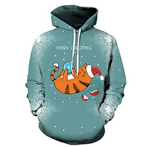 Men's Unisex Plus Size Pullover Hoodie Sweatshirt Cat Graphic Prints Ugly Christmas Print Hooded Casual Daily Holiday 3D Print Basic Designer Hoodies Sweatshirts  Long Sleeve Purple Wine Army Green miniinthebox