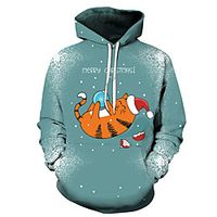 Men's Unisex Plus Size Pullover Hoodie Sweatshirt Cat Graphic Prints Ugly Christmas Print Hooded Casual Daily Holiday 3D Print Basic Designer Hoodies Sweatshirts  Long Sleeve Purple Wine Army Green miniinthebox - thumbnail