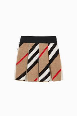 Pleated Skirt in Icon Stripe Wool Blend Pleated Skirt in Icon Stripe Wool Blend