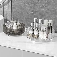 Rotating Cosmetic Storage Box Light Luxury Glacier Pattern Transparent Makeup Organizer Carousel for Skincare Products, Perfumes, and More on Desktop Lightinthebox