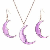 women elegant earrings creative moon pendant necklace and dangle earrings set fashion jewelry accessories purple Lightinthebox - thumbnail