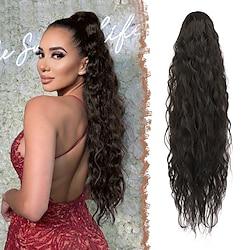 Long Curly Wavy Drawstring Ponytail Extensions Clip in Wavy Synthetic Hairpieces Drawstring Ponytails Hair Piece Pony Tail Extension for Women Lightinthebox