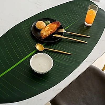 Banana Leaves, Green Leaf placemats,Artificial Banana Leaves for Hawaiian Party Jungle Aventure Theme Party Decor Table Runner Centerpieces Placemat Lightinthebox