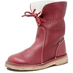 Women's Sandals Snow Boots Flat Heel Square Toe Mid Calf Boots PU Red Blue Black miniinthebox
