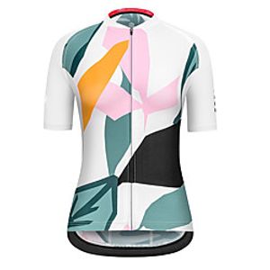 21Grams Women's Short Sleeve Cycling Jersey Summer Spandex Polyester PinkGreen Leaf Bike Jersey Top Mountain Bike MTB Road Bike Cycling Quick Dry Moisture Wicking Breathable Sports Clothing Apparel miniinthebox