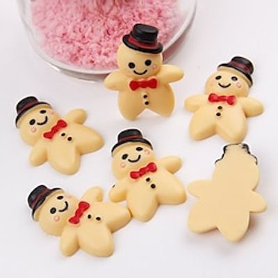 10pcs Resin Gingerbread BoyGirl Cabochons Artificial Cookie Food Flatback Crafting Embellishments Set For Jewelry And Crafts miniinthebox
