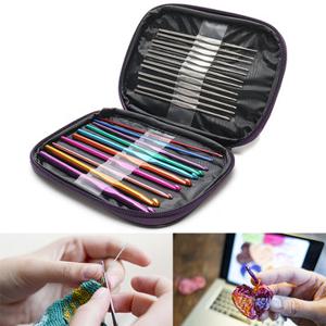 22pcs Colorful Aluminum Crochet Hooks Needles Set Tapestry Sweater Knitting DIY Crafts