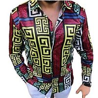 Men's Shirt 3D Print Graphic Prints Button-Down Long Sleeve Daily Tops Hip Hop Beach Wine miniinthebox - thumbnail