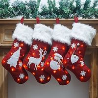 Christmas Stockings Embroidered Christmas Stocking with Candy Bag Christmas Decorations Hanging Stockings Gift Bag Christmas Stocking for Xmas Gift Party Decor Lightinthebox - thumbnail