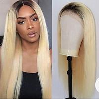 Remy Human Hair 13x4 Lace Front Wig Free Part Peruvian Hair Natural Straight Blonde Wig 150% Density with Baby Hair Glueless Pre-Plucked For wigs for black women Long Human Hair Lace Wig Lightinthebox