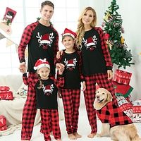 Family Christmas Pajamas Graphic Home Print JJFA01-119 JJFA01-144 JJFA01-509 Long Sleeve Mommy And Me Outfits Active Matching Outfits Lightinthebox - thumbnail