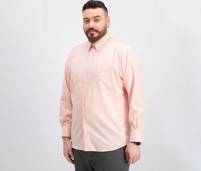 Mens Classic-Fit Stretch Collar Non-Iron Solid Dress Shirt  Light Peach