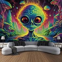 Blacklight Tapestry UV Reactive Glow in the Dark Alien Psychedelic Trippy Misty Nature Landscape Hanging Tapestry Wall Art Mural for Living Room Bedroom miniinthebox - thumbnail