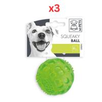 M-Pets Squeaky Ball Dog Toy Green (Pack of 3)