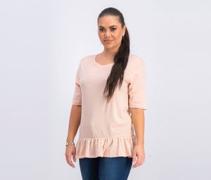 Womens Ruffle Hem Short Sleeve Top  Blush
