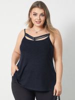 YOINS BASICS Plus Size V-neck Cut Out Backless Design Sleeveless Cami - thumbnail