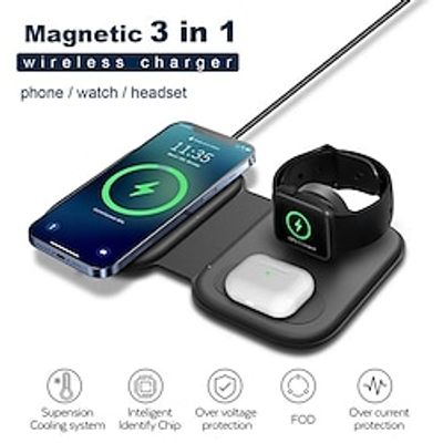 3 In 1 Wireless Charger Stand For IPhone 14 13 12 11 XR XS Apple Watch Fast Charging Dock Cable Station for Airpods Pro IWatch 8 miniinthebox