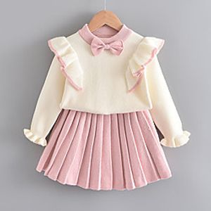 Kids Toddler Girls' Clothing Set 2 Pieces Long Sleeve Blushing Pink Orange Print Cotton Casual / Daily Cute Sweet Regular 2-6 Years miniinthebox