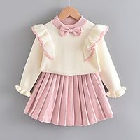 Kids Toddler Girls' Clothing Set 2 Pieces Long Sleeve Blushing Pink Orange Print Cotton Casual / Daily Cute Sweet Regular 2-6 Years miniinthebox - thumbnail
