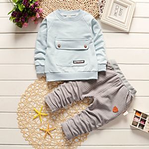 Toddler Boys' Hoodie  Pants Clothing Set 2 Piece Long Sleeve Blue Red Striped Patchwork Daily Wear Basic 1-4 Years miniinthebox