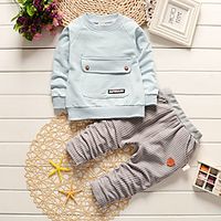 Toddler Boys' Hoodie  Pants Clothing Set 2 Piece Long Sleeve Blue Red Striped Patchwork Daily Wear Basic 1-4 Years miniinthebox - thumbnail