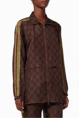 Zip-up Jacket in GG Supreme Print Silk Zip-up Jacket in GG Supreme Print Silk