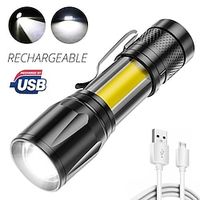 Waterproof USB Mini LED Flashlight with Built-In Battery - XPE Zoomable Focus Lamp for Camping Home and Outdoor Lighting Lightinthebox - thumbnail